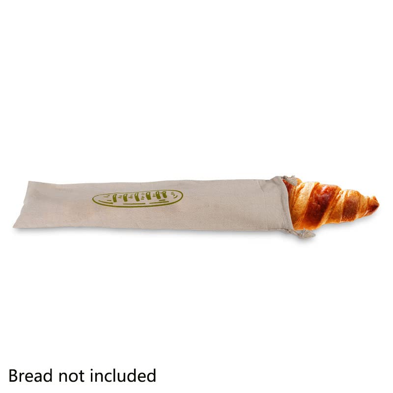 Organic Linen Bread Bags - Reusable Drawstring Storage Bags for Homemade Artisan Bread, Baguettes & Loaves (67x15cm) | Eco-Friendly Kitchen Essentials for Fresh Bread Storage & Picnic Use