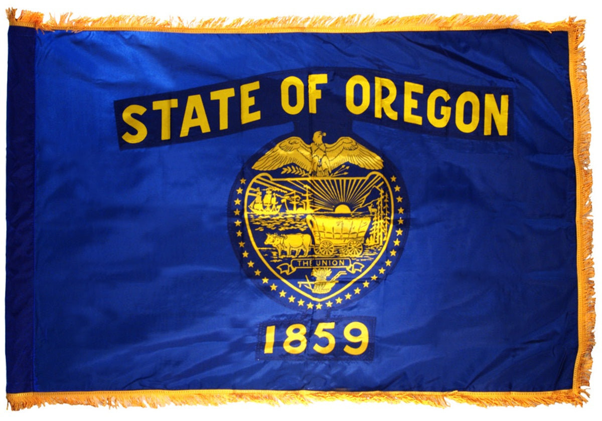 Oregon State Flag 4x6 Feet - Indoor Nylon Printed American Flag with Brass Grommets - Perfect for Home, Office, Classroom & Patriotic Decorations