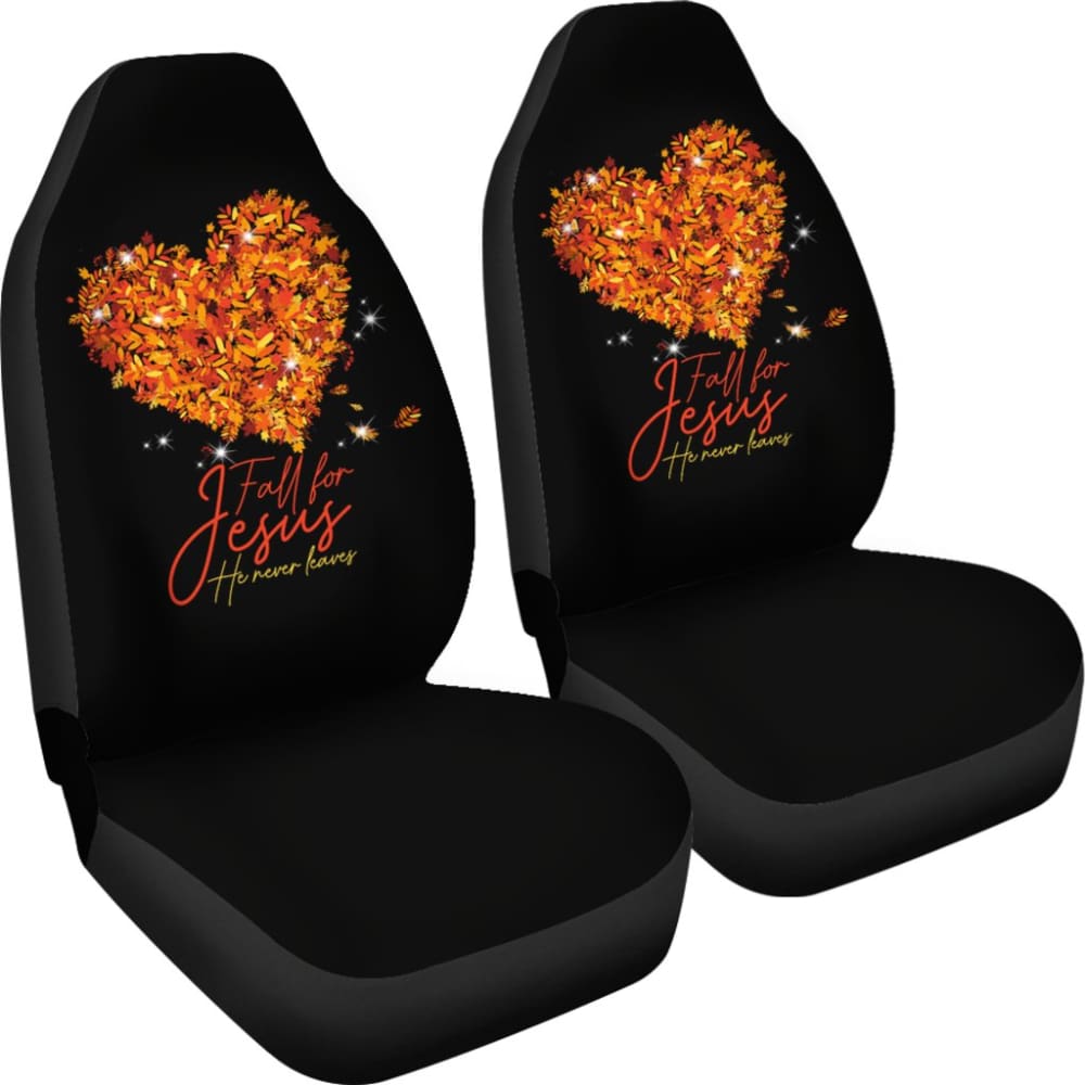 Faith-Inspired Car Seat Covers - 'Fall for Jesus He Never Leaves' Christian Design - Universal Fit for Cars, SUVs & Trucks - Perfect for Church, Daily Commute & Road Trips