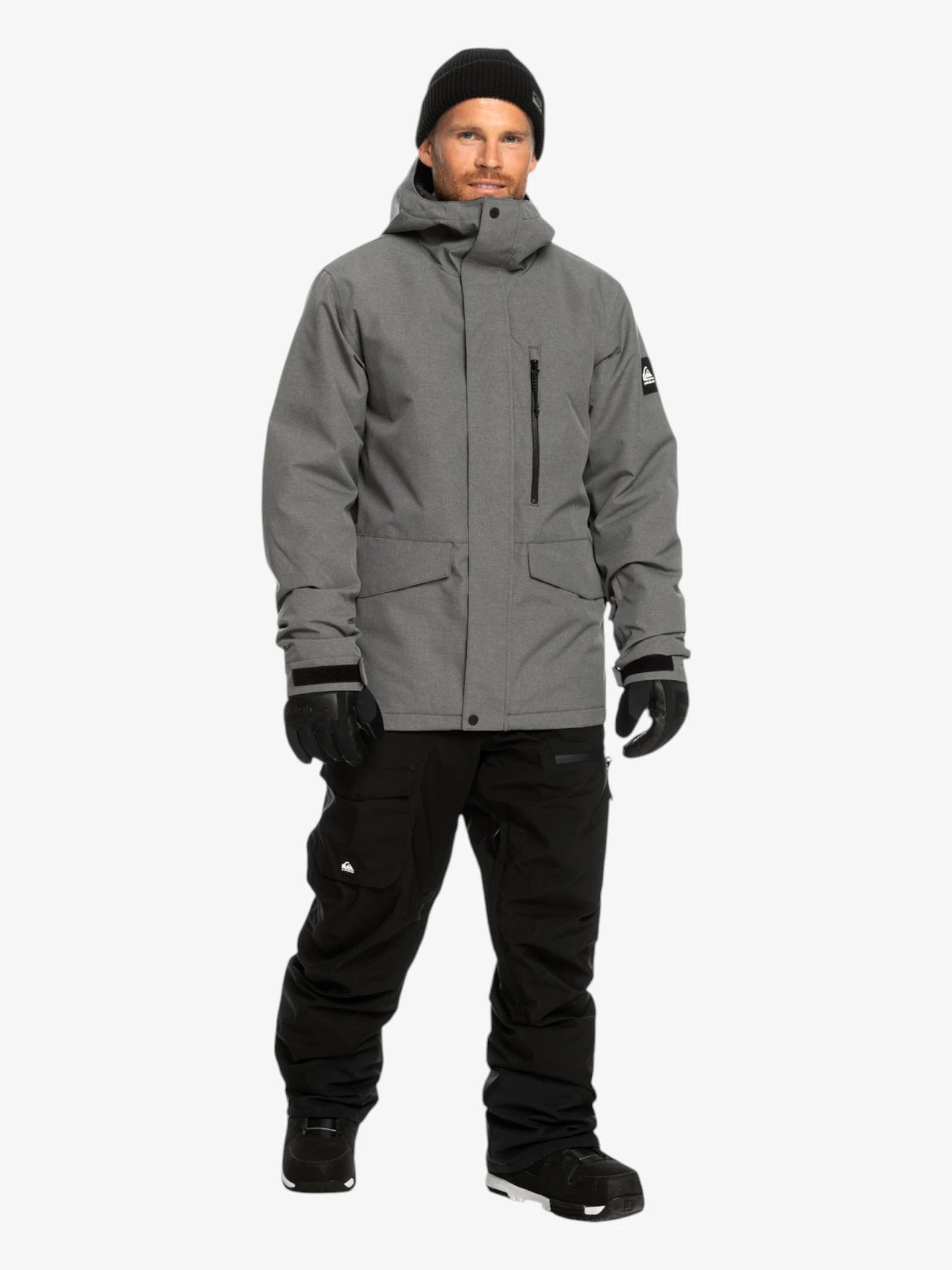 Quiksilver Mission Solid Dark Grey Snow Jacket - Waterproof & Insulated Winter Coat for Skiing, Snowboarding & Outdoor Adventures