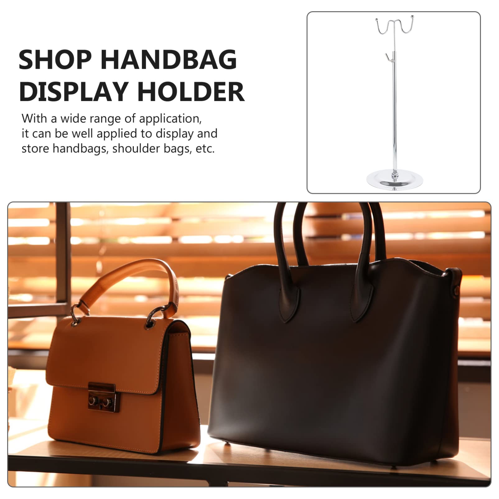iplusmile Adjustable Height Stainless Steel Bag Display Stand - Wig, Purse, Handbag & Tote Holder Rack for Retail Store & Boutique Display