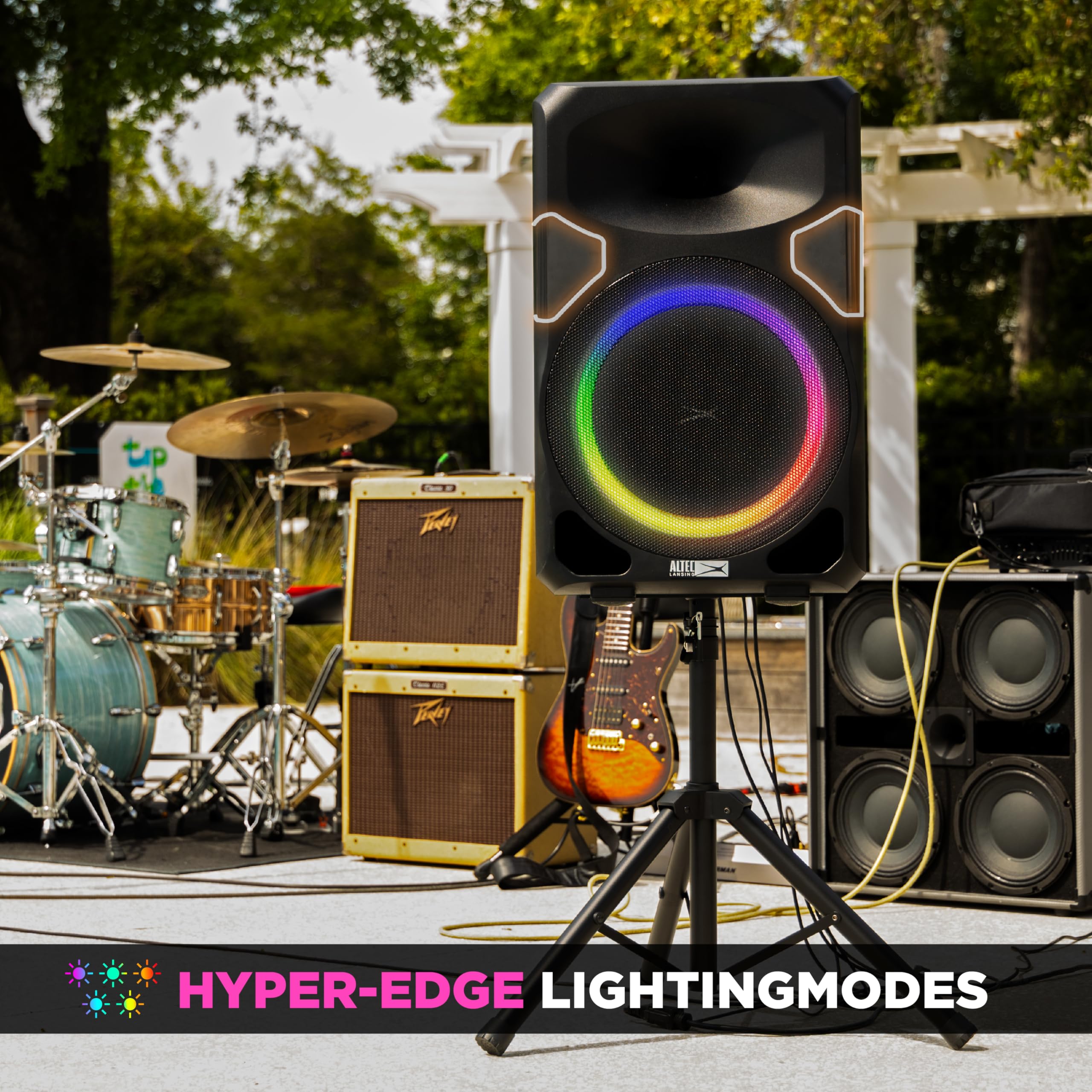 Altec Lansing SOUNDROVER PRO 650 Portable Bluetooth Speaker - 650W Peak Power, Bi-Amplified Sound System with LED Lights & Wireless Mic - Ideal for Home Parties, DJ Events, Karaoke Nights, Outdoor Gatherings & Live Performances