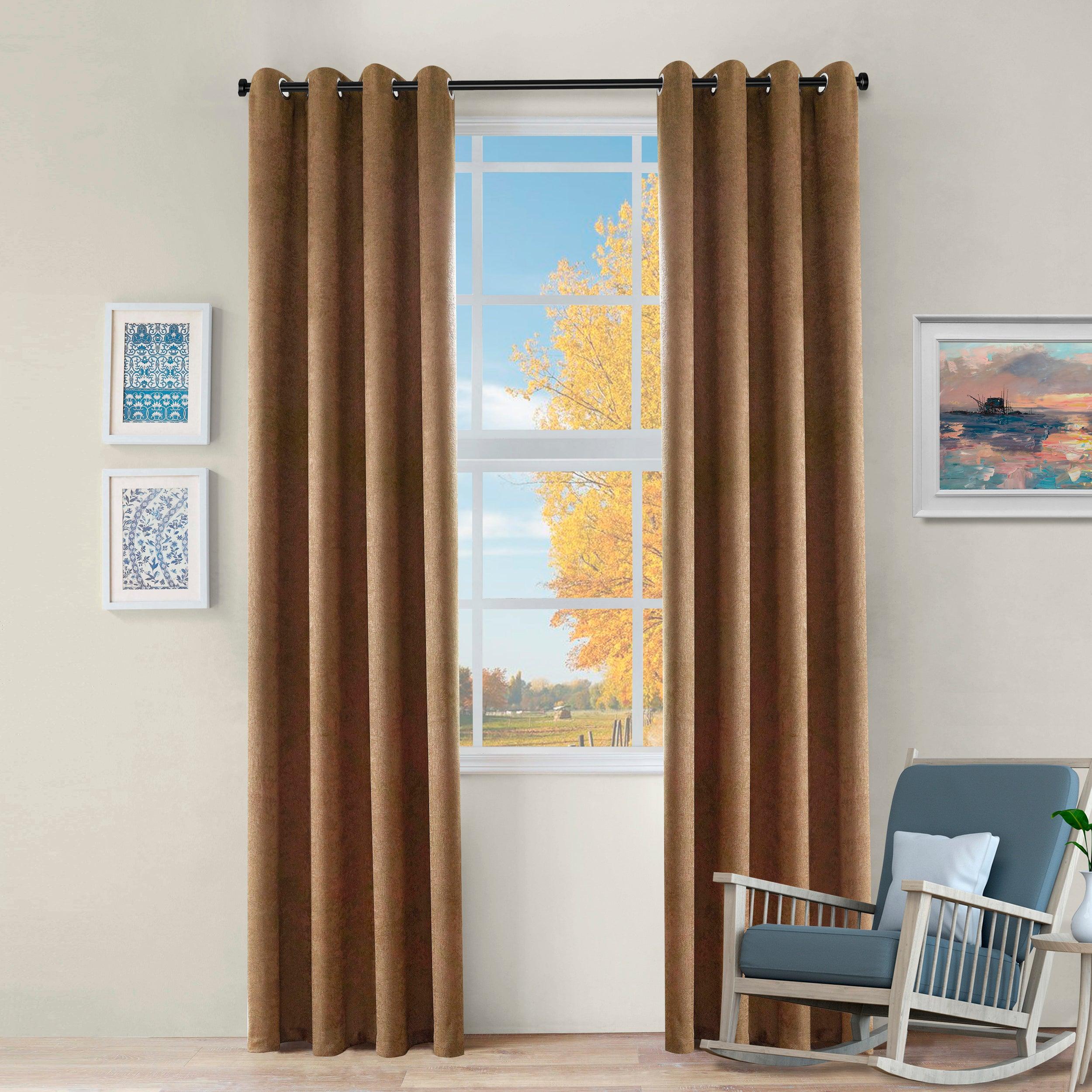 Blackout Thermal Insulated Grommet Curtain Panels Set - Solid Textured Fabric for Bedroom & Living Room - Noise Reducing & Light Blocking for Better Sleep & Privacy