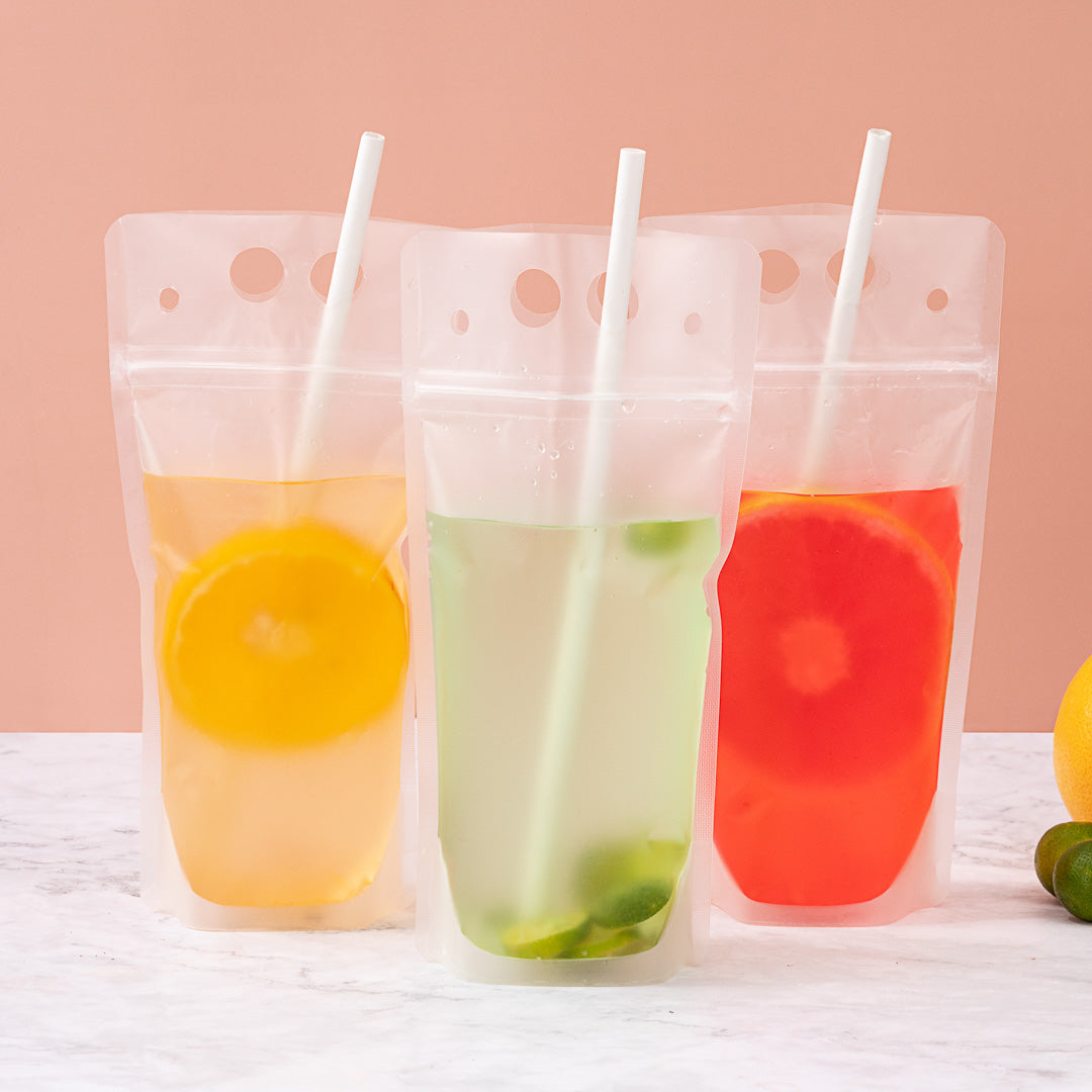 Bag Tek 17 oz Clear Plastic Drink Pouch with Single Zipper - 5 x 9 x 1.5 Inches - 100 Count Box - Perfect for Juice, Smoothies, and On-the-Go Hydration