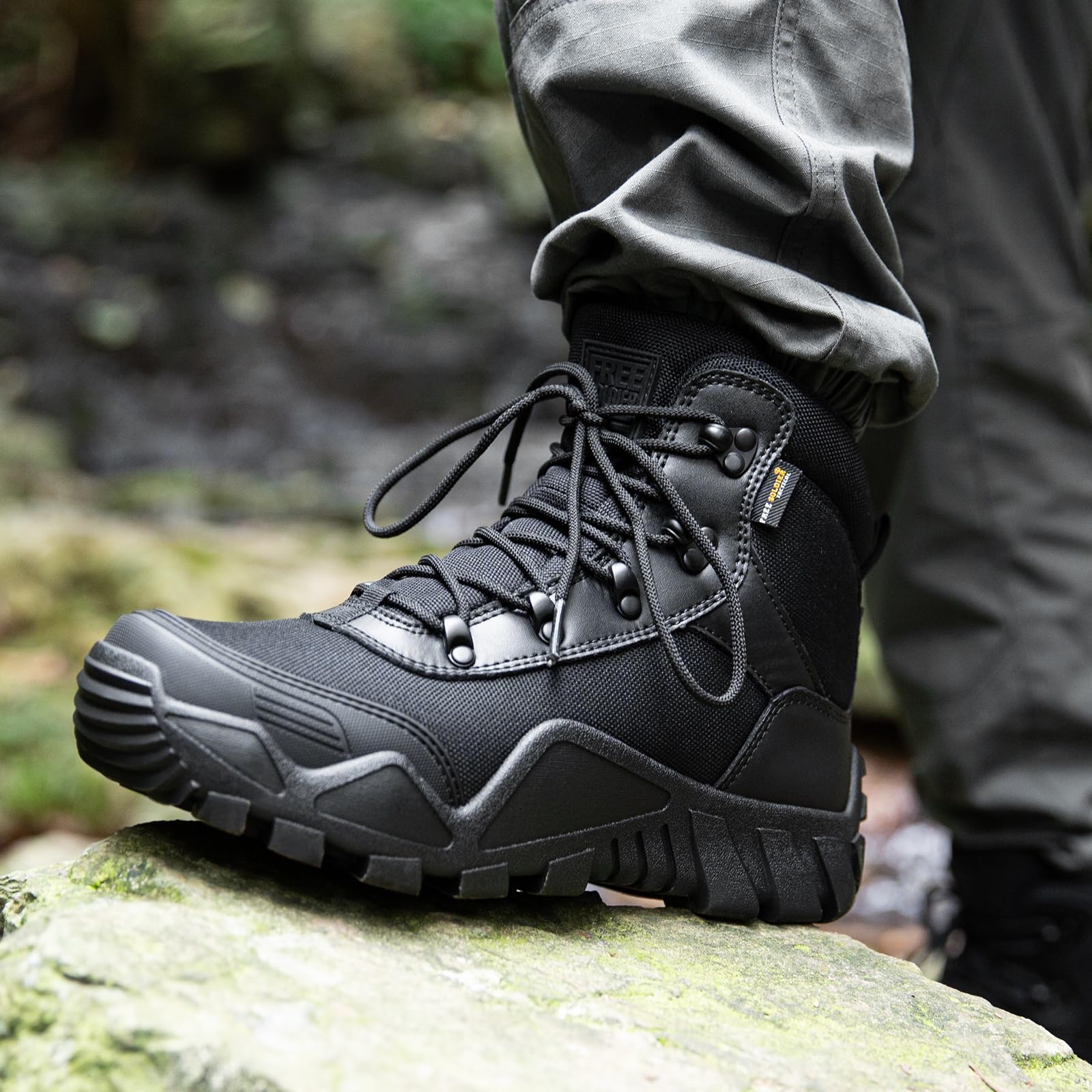 FREE SOLDIER Men's Waterproof Hiking Boots - Tactical Military Work Boots for Outdoor Adventures, Lightweight & Durable - Perfect for Camping, Hunting, and Rough Terrain
