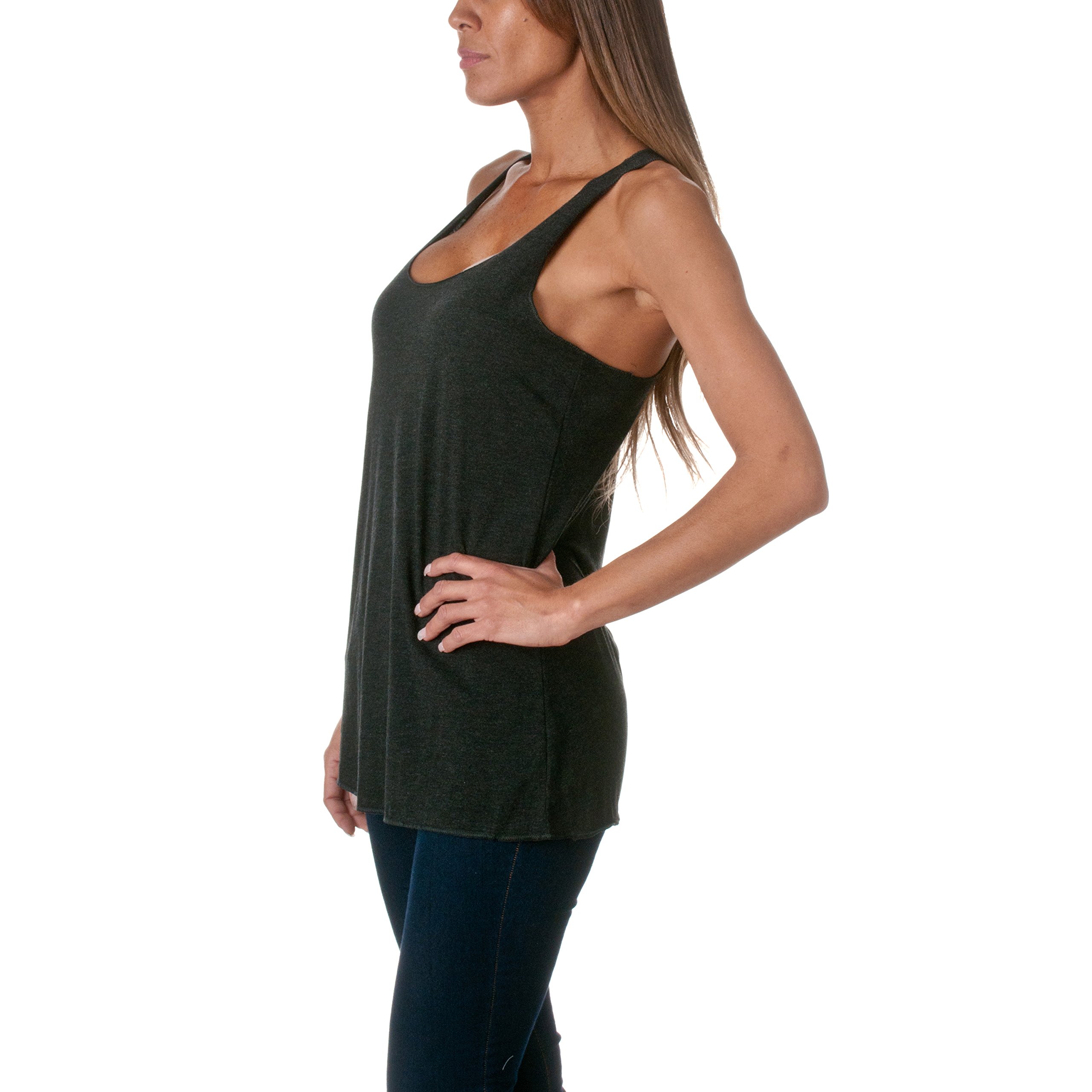 NEXT LEVEL APPAREL 6733 Tri-Blend Racerback Tank Top for Women - Soft Vintage Black XL - Workout, Yoga & Casual Wear