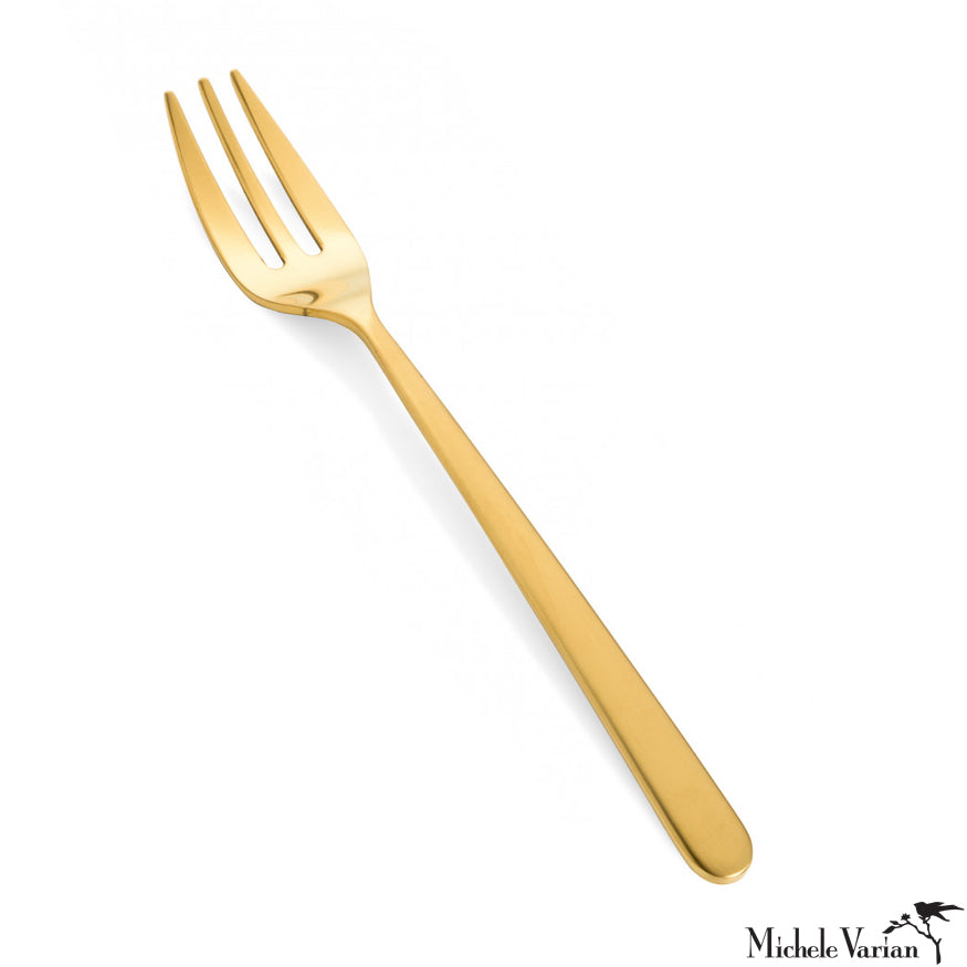 Elegant Brushed Gold Serving Fork - Premium Stainless Steel Utensil for Dinner Parties, Buffets & Formal Events