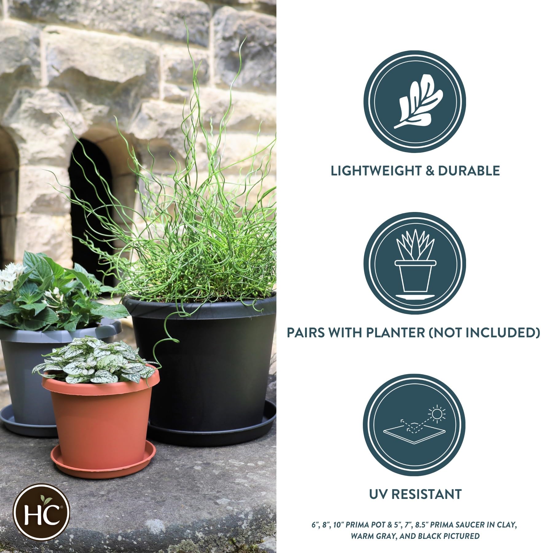 HC Companies Round Prima Flower Pot Saucers - 17.5 Inch Plastic Plant Drip Trays for Indoor & Outdoor Use - Durable Plant Pot Drainage Saucer in Cappuccino (Pack of 1) - Perfect for Potted Plants, Garden Decor, and Water Protection