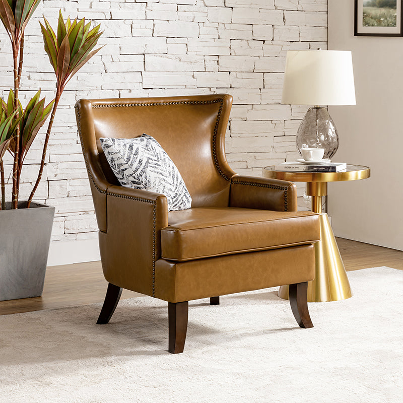 Mid Century Modern Vegan Leather Accent Armchair - Aurelia Stylish Lounge Chair for Living Room, Office & Reading Nook