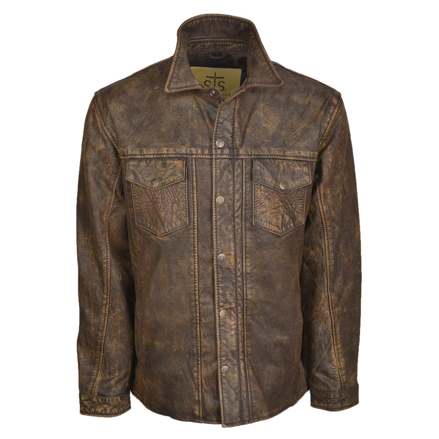 STS Ranchwear Ranch Hand Men's Leather Jacket - Tobacco Brown | Genuine Cowhide Biker Jacket for Western Riders & Outdoor Enthusiasts | Perfect for Rodeo, Horseback Riding & Casual Wear