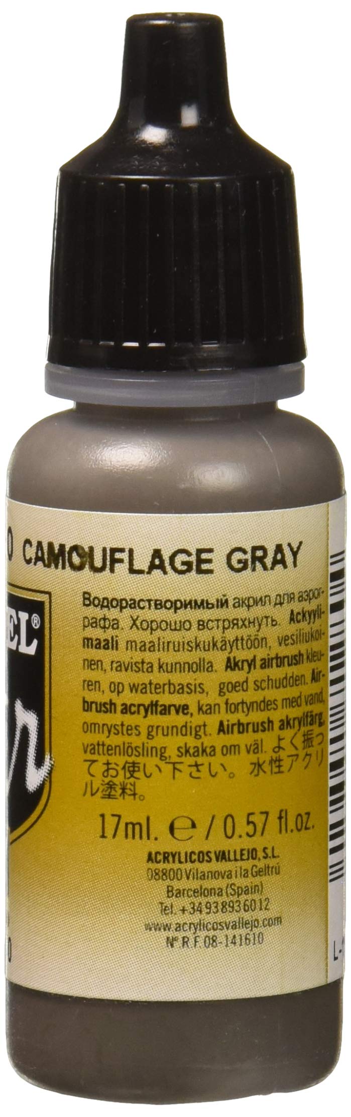 Vallejo Camouflage Gray Acrylic Paint - 17ml Bottle for Miniature Models, Wargaming, and Military Dioramas