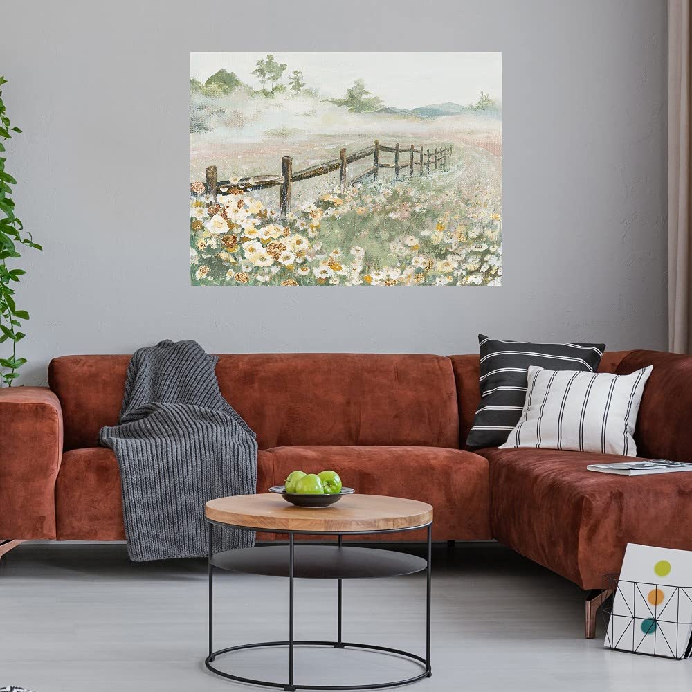 Floral Fine Art Canvas Fence Wall Decor by Patricia Pinto - Ready to Hang 32x24 Inch - Perfect for Living Room, Bedroom, Bathroom, Kitchen, Office, Bar & Dining Room - Elegant Home & Commercial Interior Design