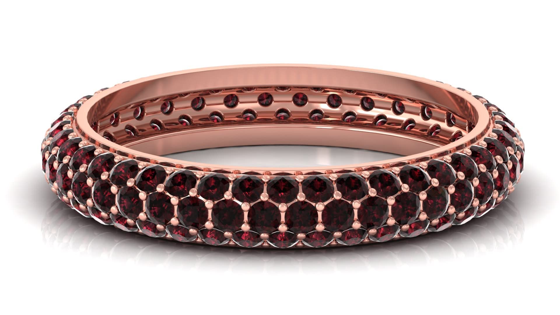 Natural Red Garnet Eternity Band Ring for Women - 14K Solid Gold Full Eternity Ring - January Birthstone Jewelry Gift for Anniversary, Wedding & Valentine's Day - Perfect for Stacking Rings & Everyday Elegance