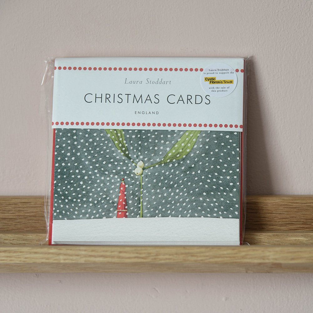 Festive Christmas Greeting Cards - Pack of 8 with Snowy Mistletoe Design - Perfect for Holiday Wishes, Office Gifts & Family Celebrations