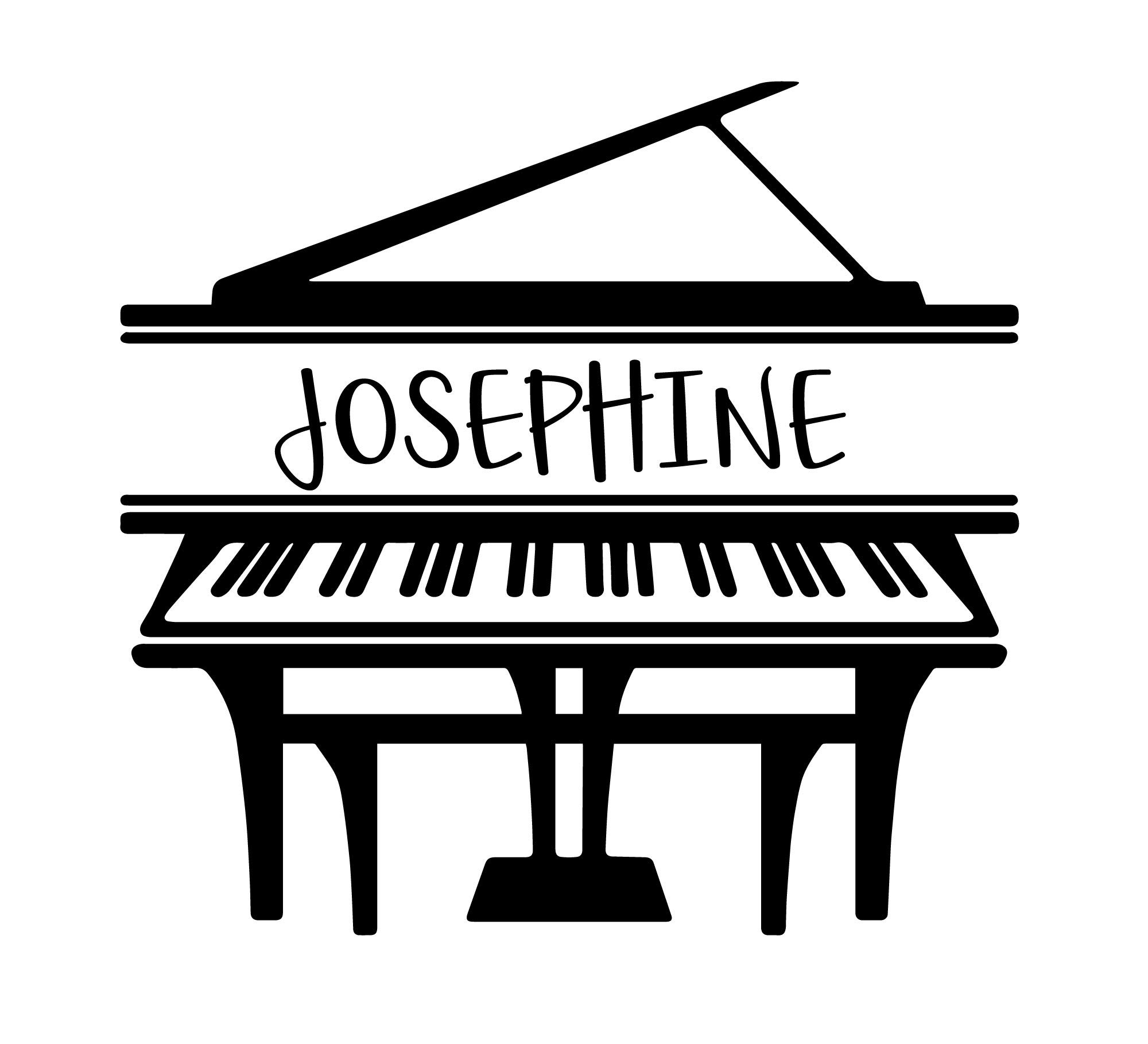 Custom Name Grand Piano Vinyl Wall Decal Sticker - Personalized Home Decor for Living Room, Music Studio & Classroom - Various Sizes & Colors - Perfect for Music Lovers' Spaces & Themed Interior Design