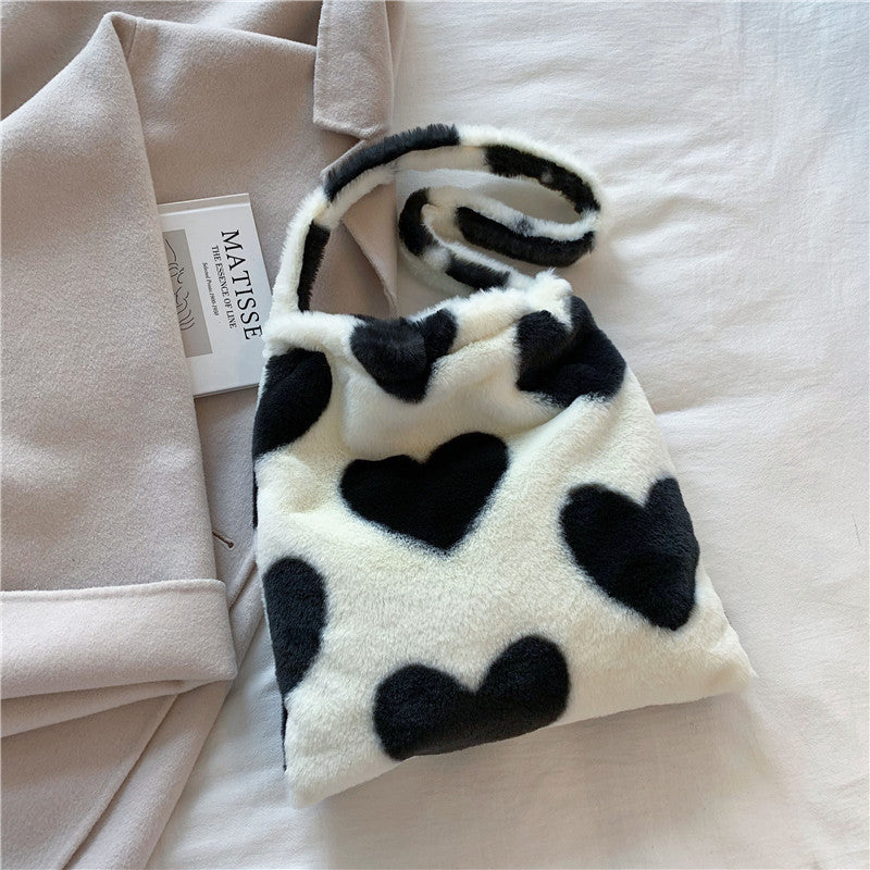 Love Heart Shoulder Bags - Winter Plush Shopping Tote for Women | Cute Crossbody Purse for Daily Use, Date Night & Gift Giving