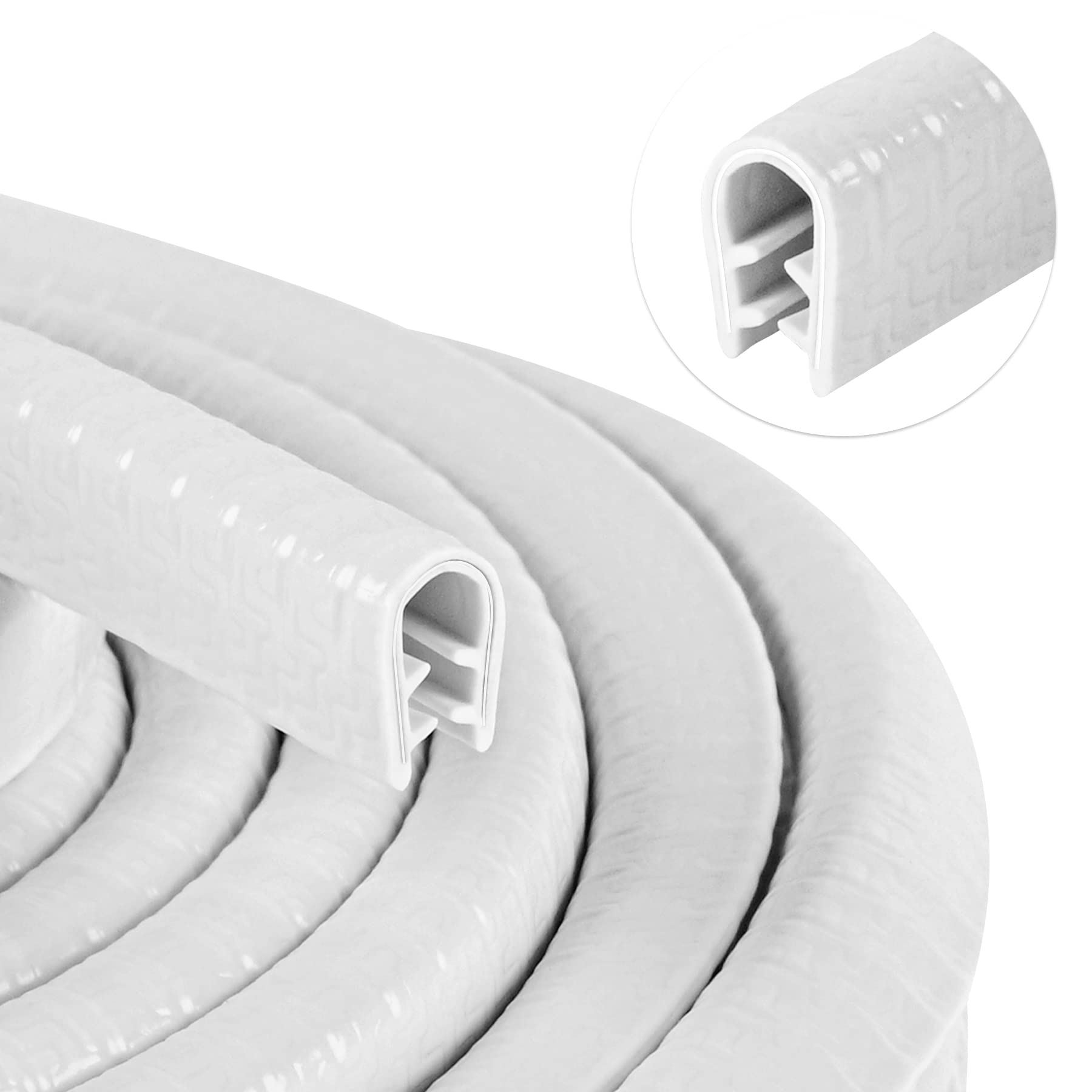 CloudBuyer 16Ft (5M) Universal Car Door Edge Guards - U Shape Rubber Edge Trim Protector for Most Vehicles, No Glue Required (White) - Perfect for Parking Lot Scratches & Daily Door Protection