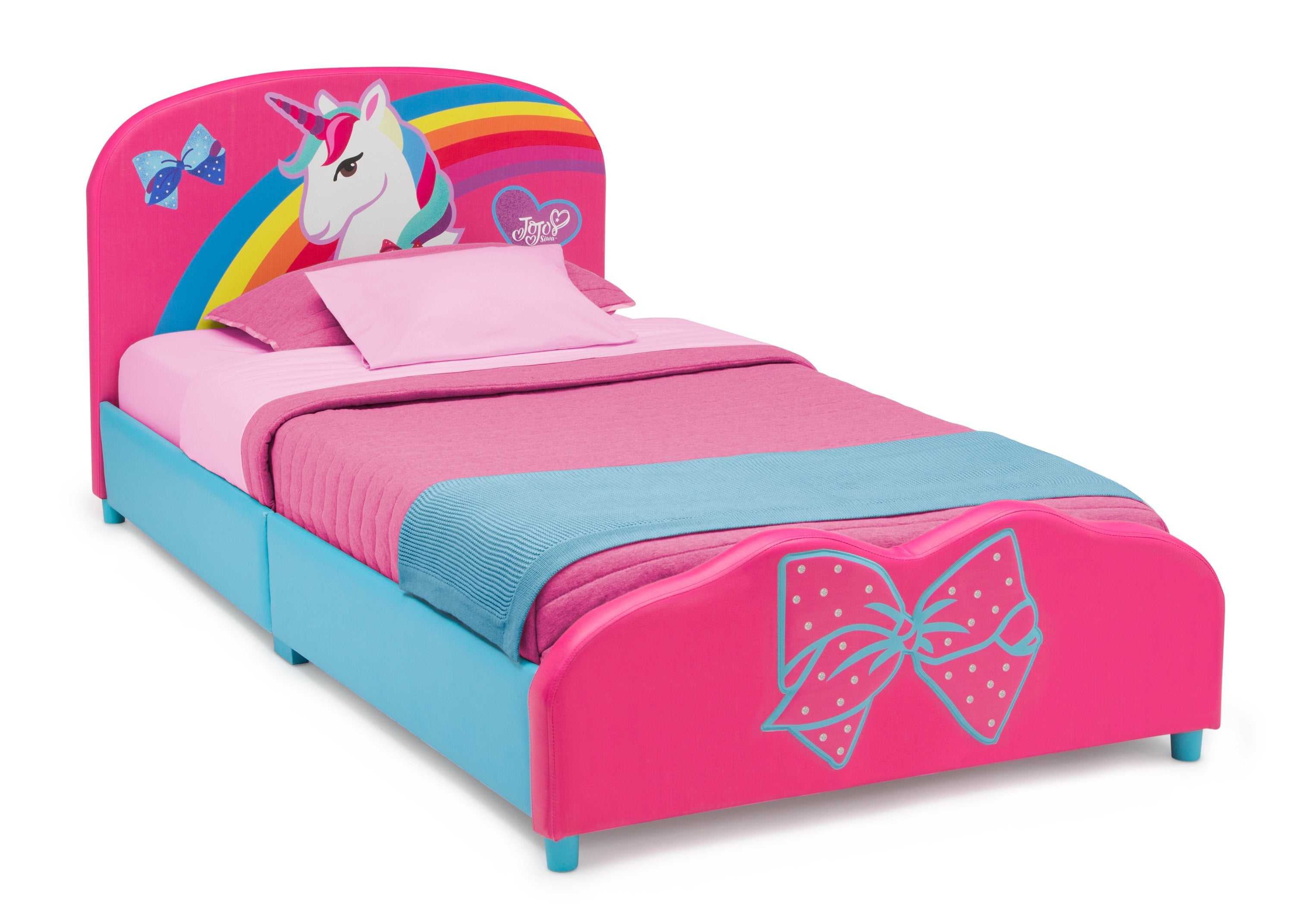 JoJo Siwa Twin Size Upholstered Bed for Girls - Stylish Kids Bedroom Furniture for Sleepovers & Playtime