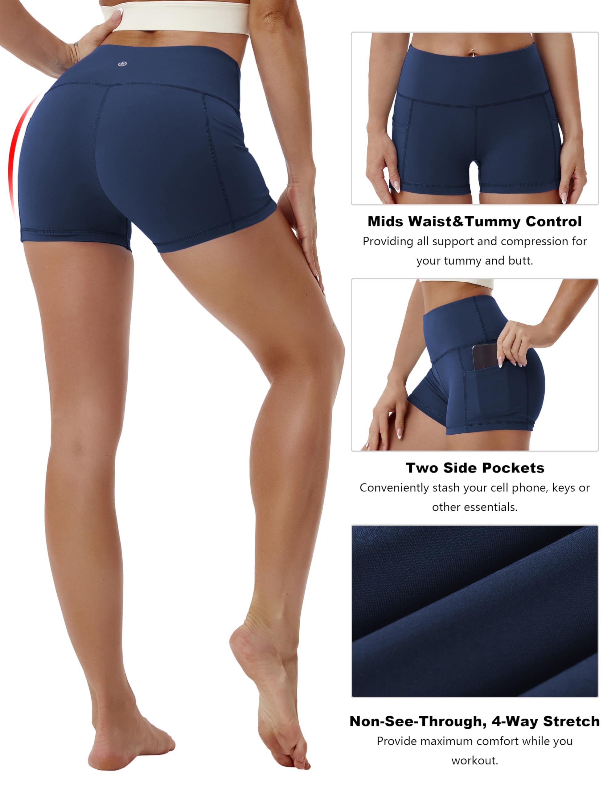 BUBBLELIME Women's High Waist Tummy Control Yoga Shorts - 2.5