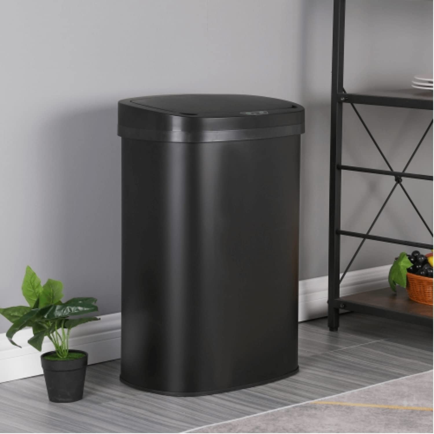 Automatic Touchless Motion Sensor Trash Can - 13 Gallon/50L Stainless Steel Kitchen Garbage Bin with Lid, Brushed Metal Design for Home, Office & Restaurant Use - White (Ideal for Indoor Waste Disposal)