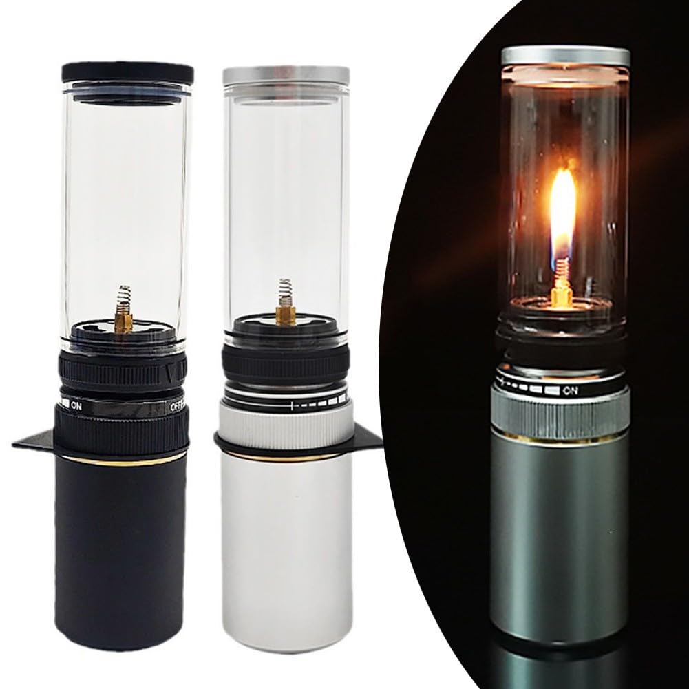 Portable Outdoor Gas Lantern - Glass Mantle Camping Light with Gas Box for Hiking, Fishing, Backpacking & Tent Use - Black (Ideal for Camping Trips, Emergency Lighting & Outdoor Adventures)