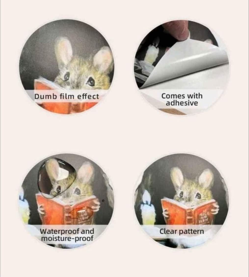 2 Pack 3D Wall Stickers - Funny Mouse Reading Book Decals for Kids Room & Office Decor by Lumiere Tech | Perfect for Nursery, Study Room & Workspace