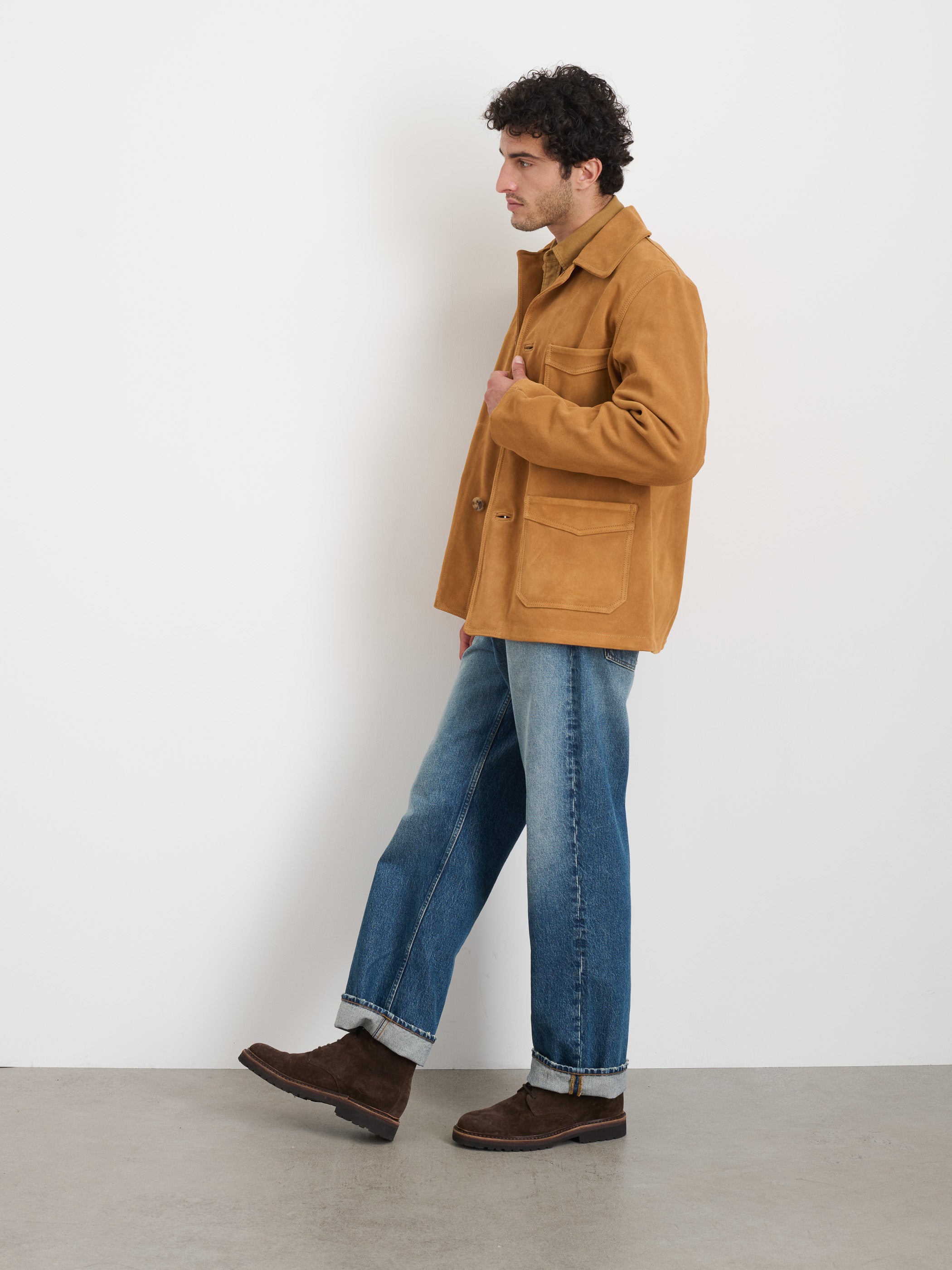 Premium Owen Barry x Alex Mill Suede Work Jacket for Men - Stylish & Durable Leather Jacket for Workwear, Casual Outfits & Outdoor Adventures