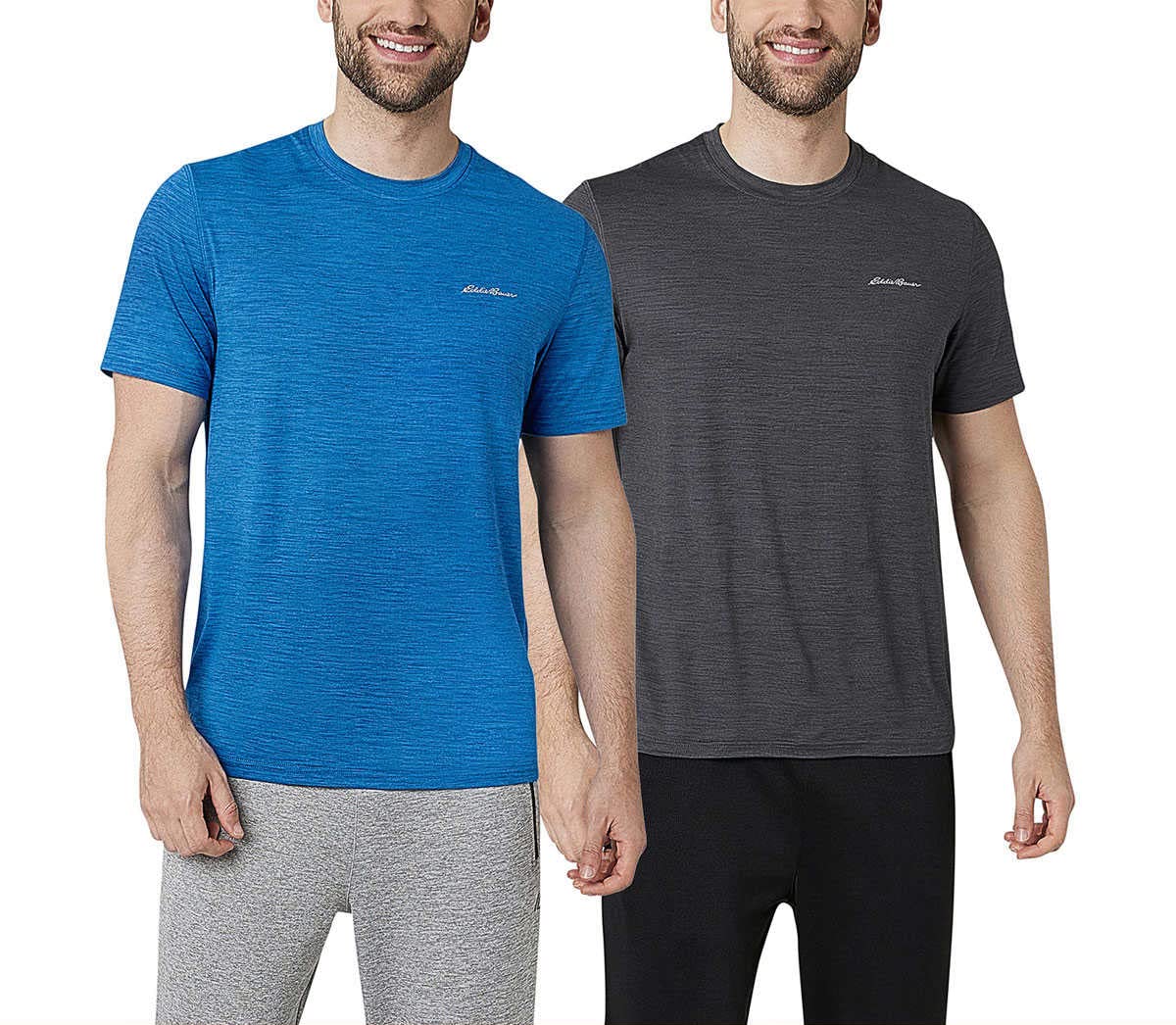 Eddie Bauer Men's Motion Tee 2-Pack - Crew Neck Half Sleeve T-Shirts for Men, Comfortable Casual Shirts, Gray XX-Large - Perfect for Outdoor Activities, Gym & Everyday Wear