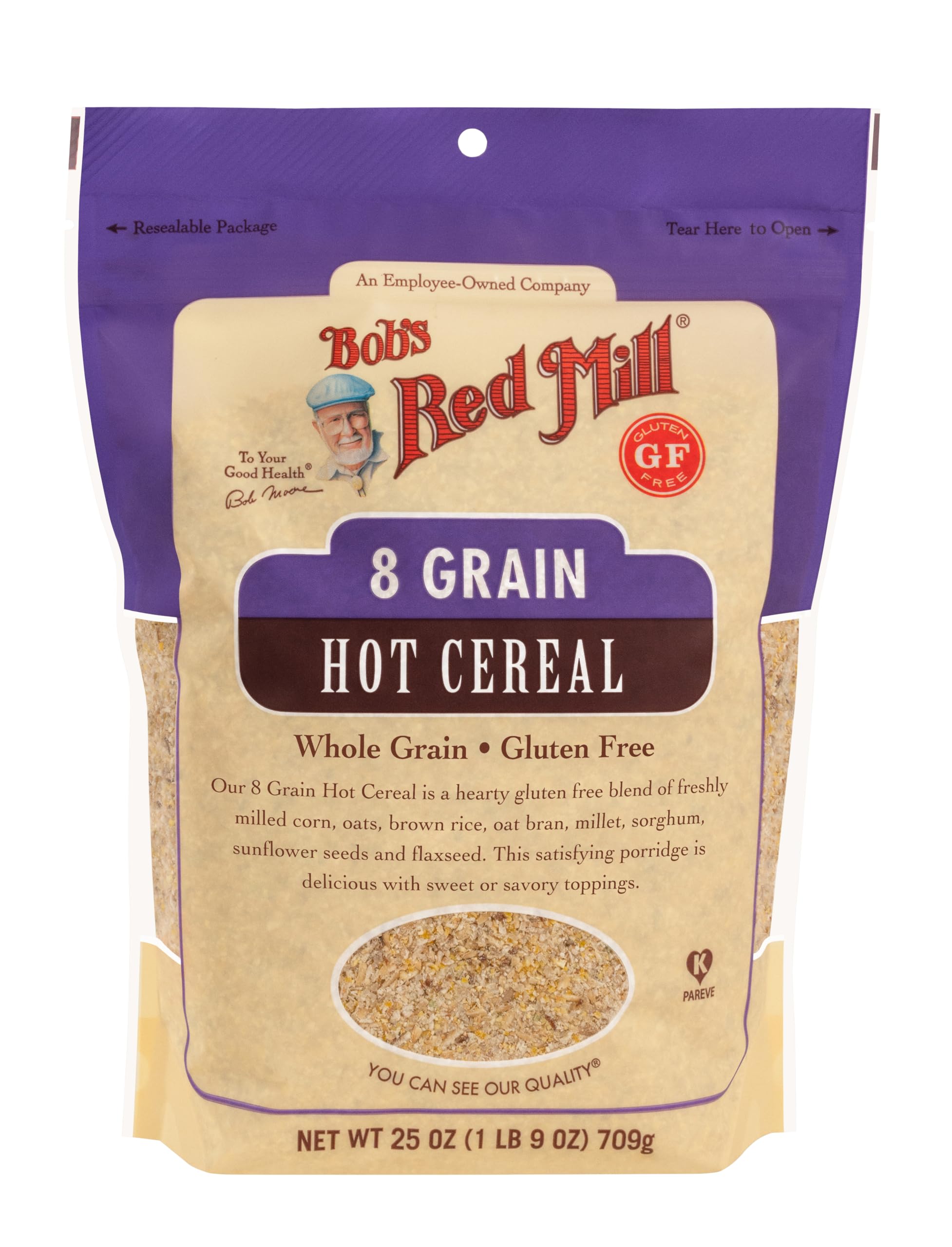 Bob's Red Mill Gluten Free 8 Grain Hot Cereal - 25 oz Pack of 4 | Whole Grain Breakfast Cereal for Healthy Diet | Perfect for Quick Morning Meals & Vegan Recipes