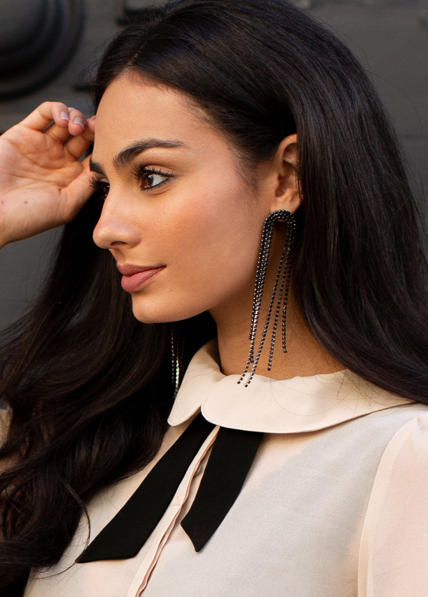 Black Calliope Earrings for Women - Elegant Dangle Drop Earrings for Party, Wedding & Everyday Wear