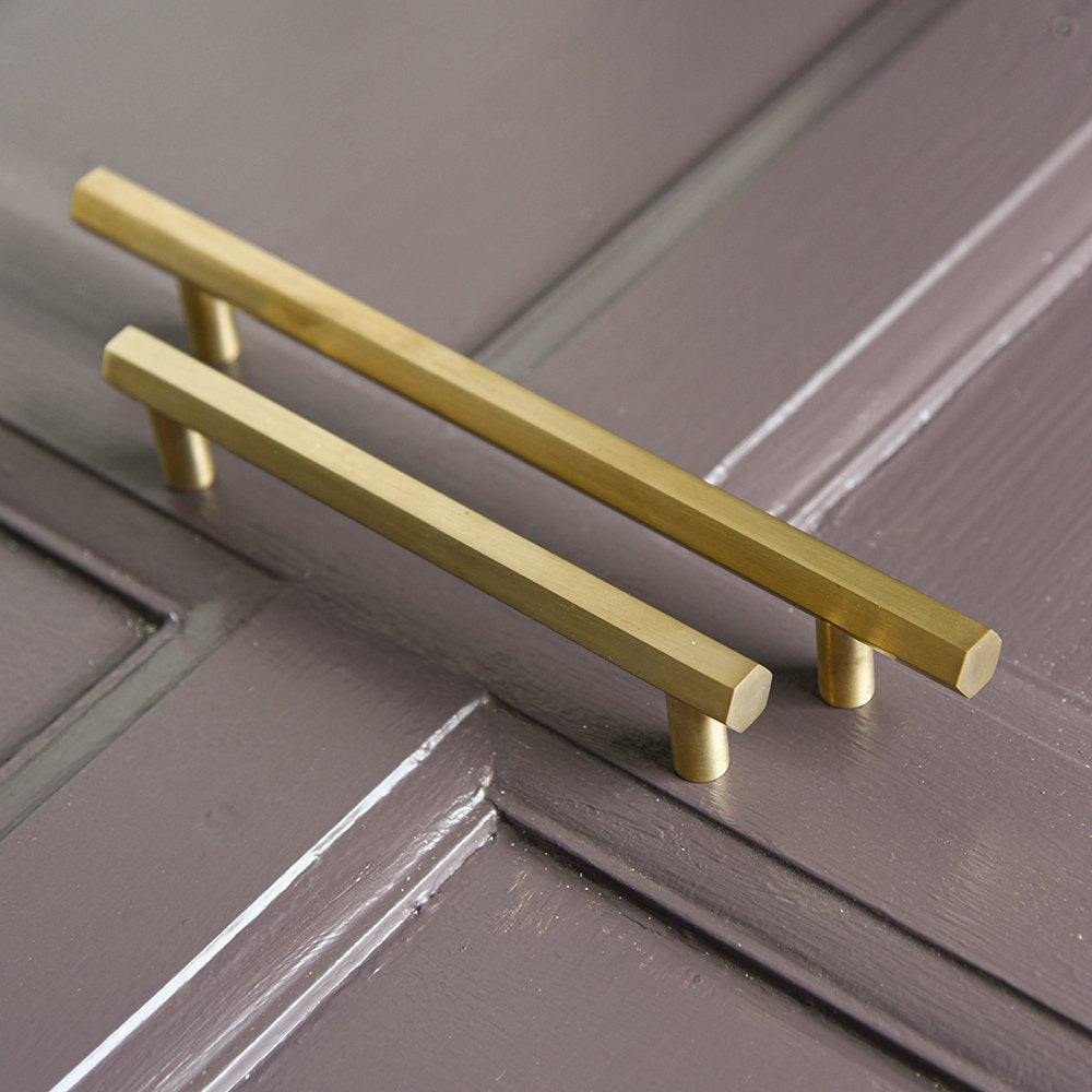 Satin Brass Hex Pull Handle - Elegant Cabinet & Drawer Hardware for Modern Kitchens & Bathrooms | Perfect for Home Renovation & Furniture Upgrade