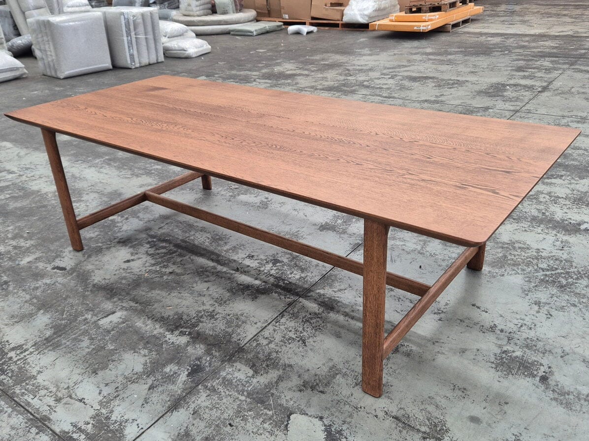 Otway Trestle Dining Table 255cm Light Walnut - Perfect for Farmhouse Kitchens, Dining Rooms & Open Concept Living Spaces