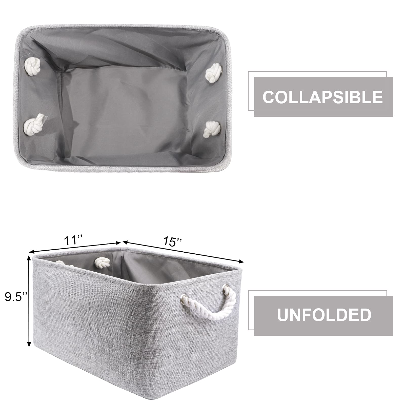 HNZIGE 3-Pack Fabric Storage Baskets for Shelves - 15