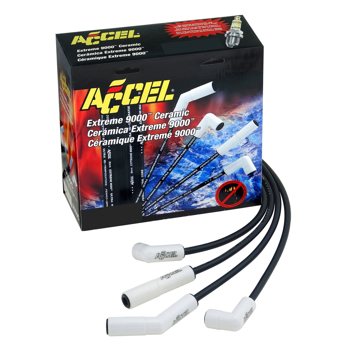 ACCEL 9023C Extreme 9000 Spark Plug Wire Set with Ceramic Boot - High Performance Ignition Wires for Racing, Hot Rods & Muscle Cars