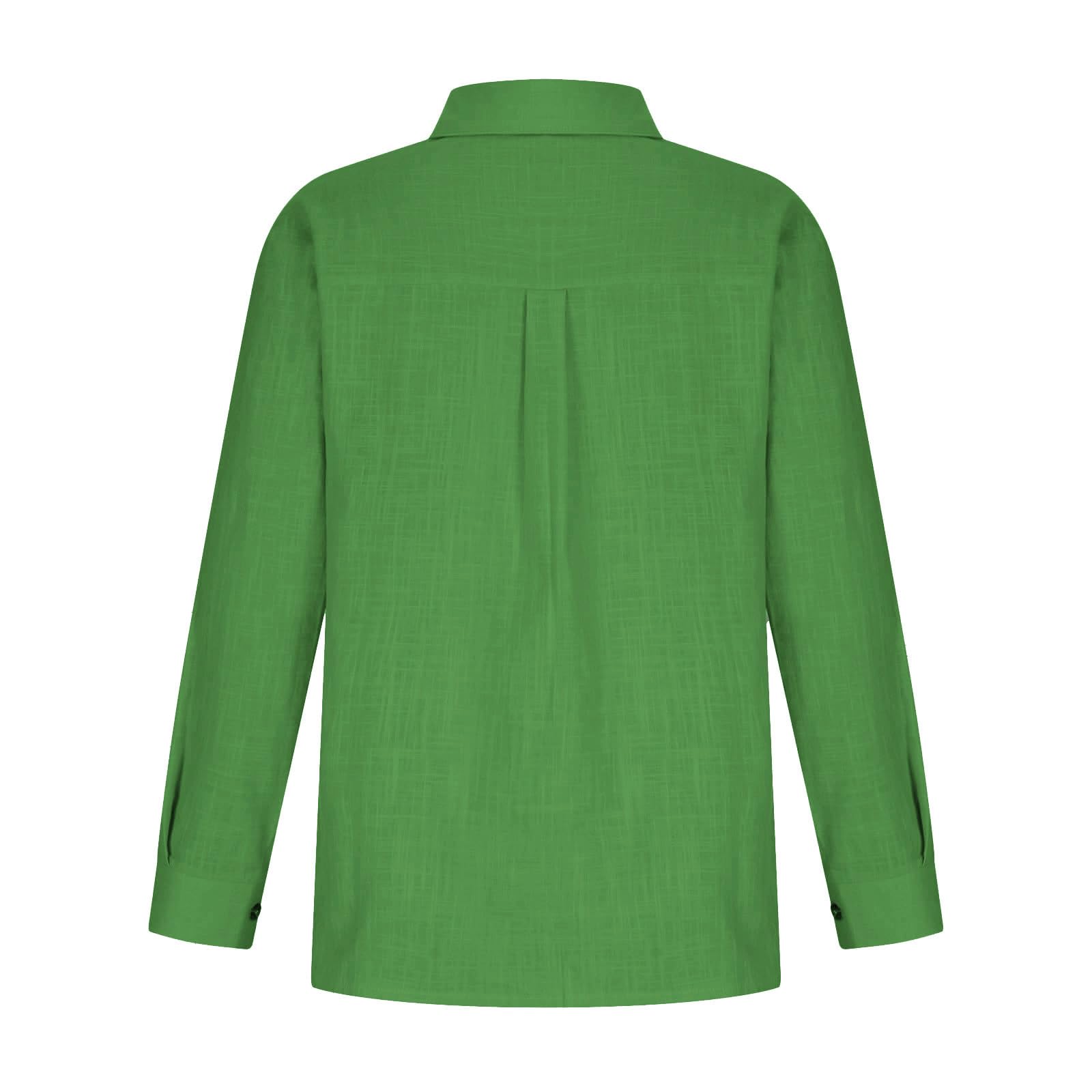 Women's Linen Long Sleeve Blouse - V-Neck Button Down Shirt for Summer | Comfortable Business Casual Top for Office & Outdoor Wear