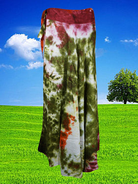 Women's Tie Dye Maxi Wrap Skirt - Bohemian Long Gypsy Beach Skirt One Size Fits Most | Perfect for Summer Vacations, Music Festivals & Beach Getaways