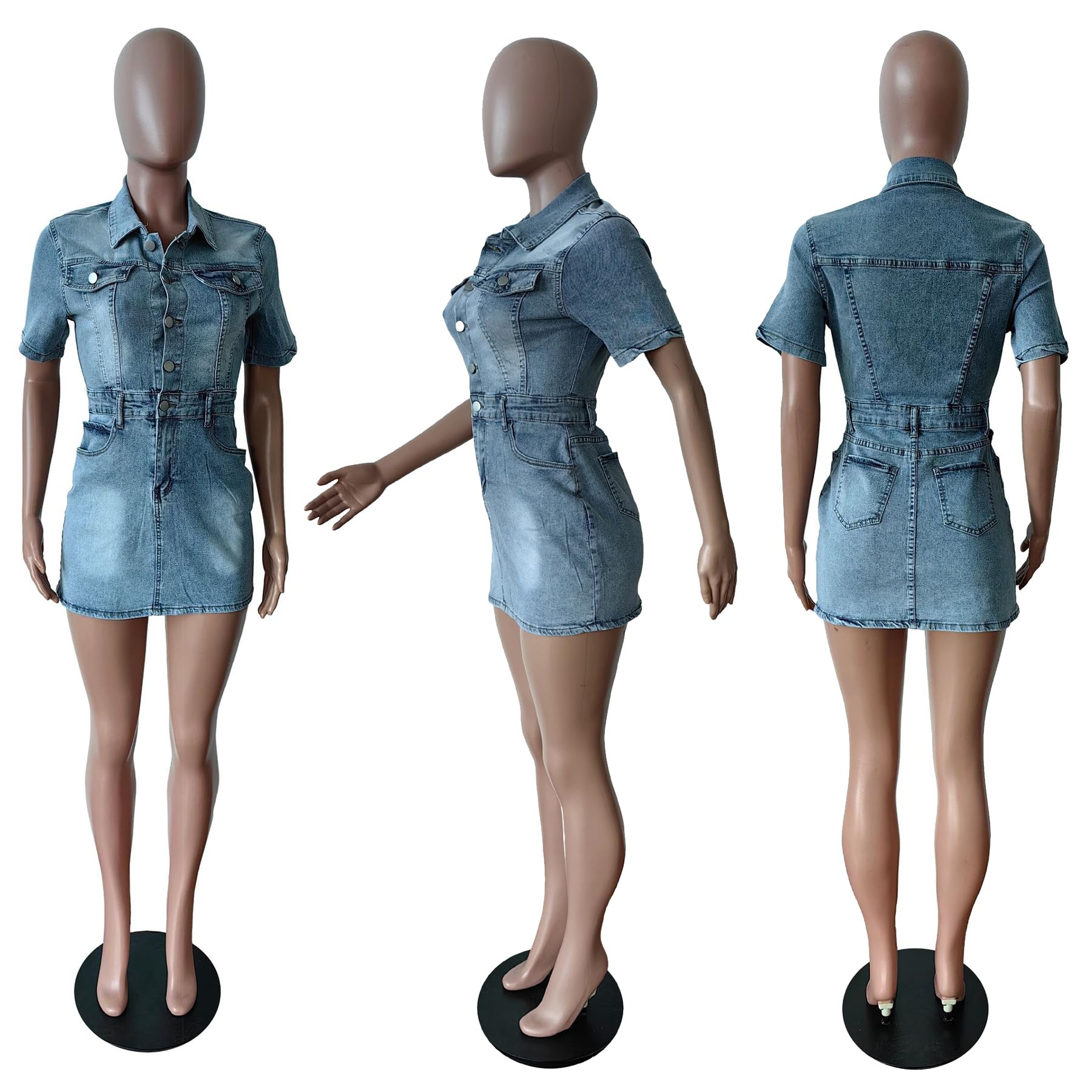 Molisry Women's Distressed Denim Shortalls Romper - Ripped Jean Overalls with Short Sleeve Button Down | Casual Summer Outfit, Beach Wear, Music Festival Fashion