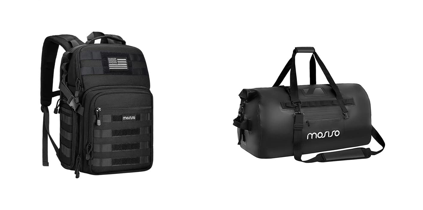 MOSISO 60L Waterproof Camera Backpack & Travel Dry Duffel Bag - Tactical Photography Bag with Tripod Holder & 15-16
