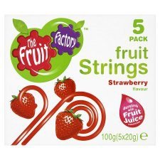 Fruit Factory Strawberry Fruit Strings - 5 Pack (25g Each) | Healthy Snacks for Kids, Lunch Box Treats & On-the-Go Energy Boost