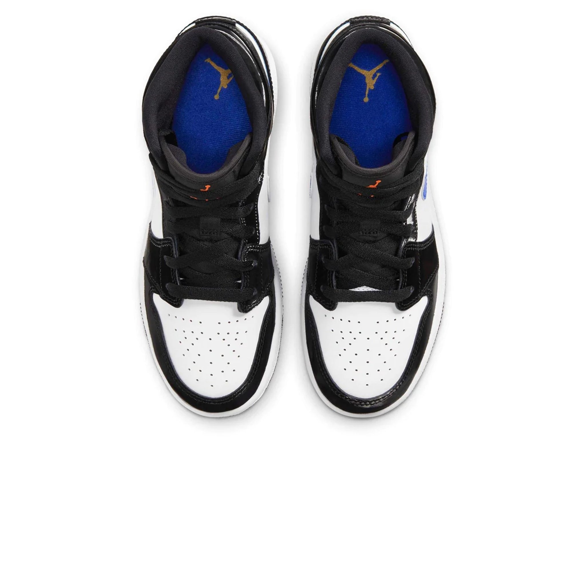 Air Jordan 1 Mid Sneakers for Girls - Black & Racer Blue Basketball Shoes | Comfortable Athletic Shoes for School, Sports & Casual Wear