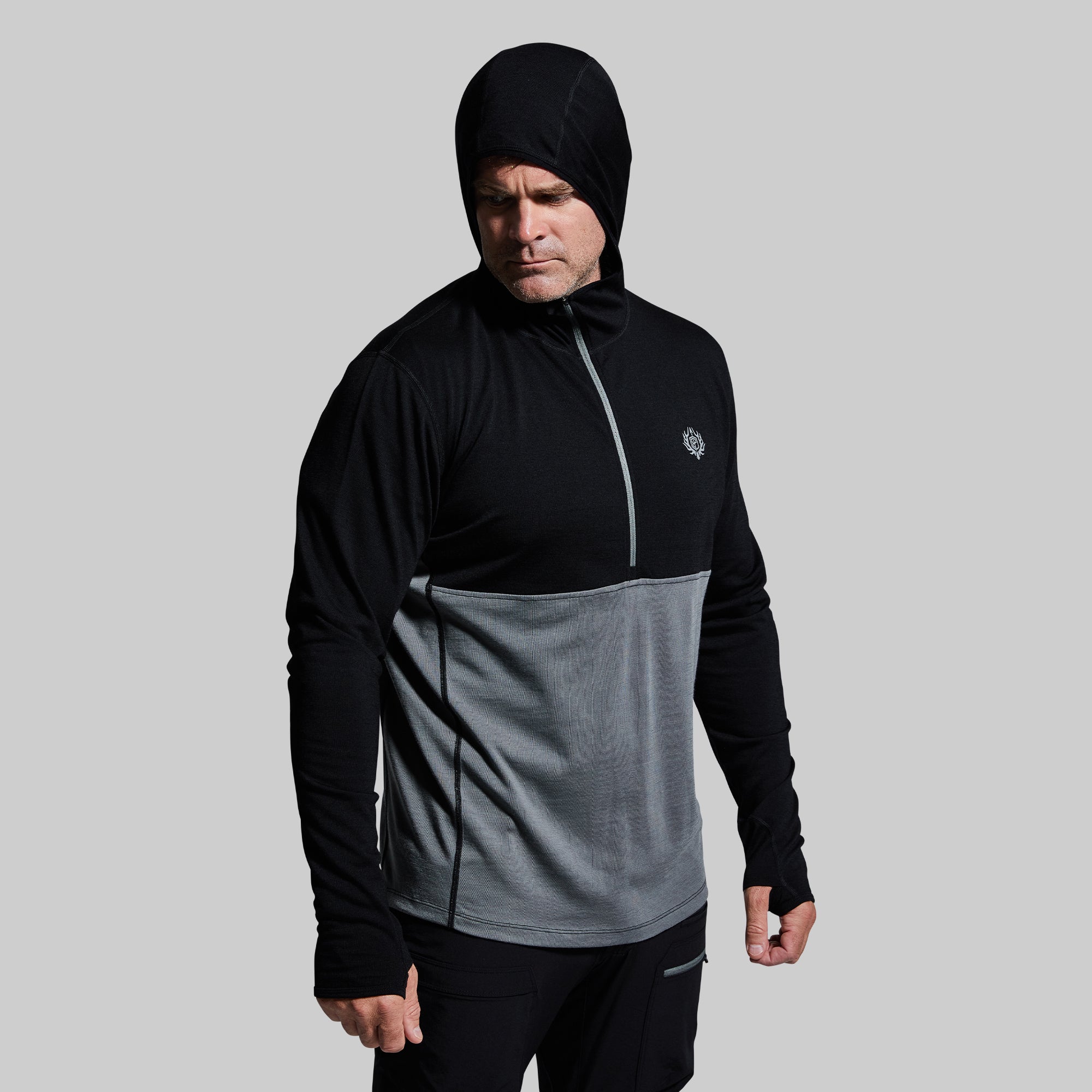 Men's Ridgeline Half Zip Hoodie - Black | Lightweight Fleece Pullover for Outdoor Activities & Casual Wear