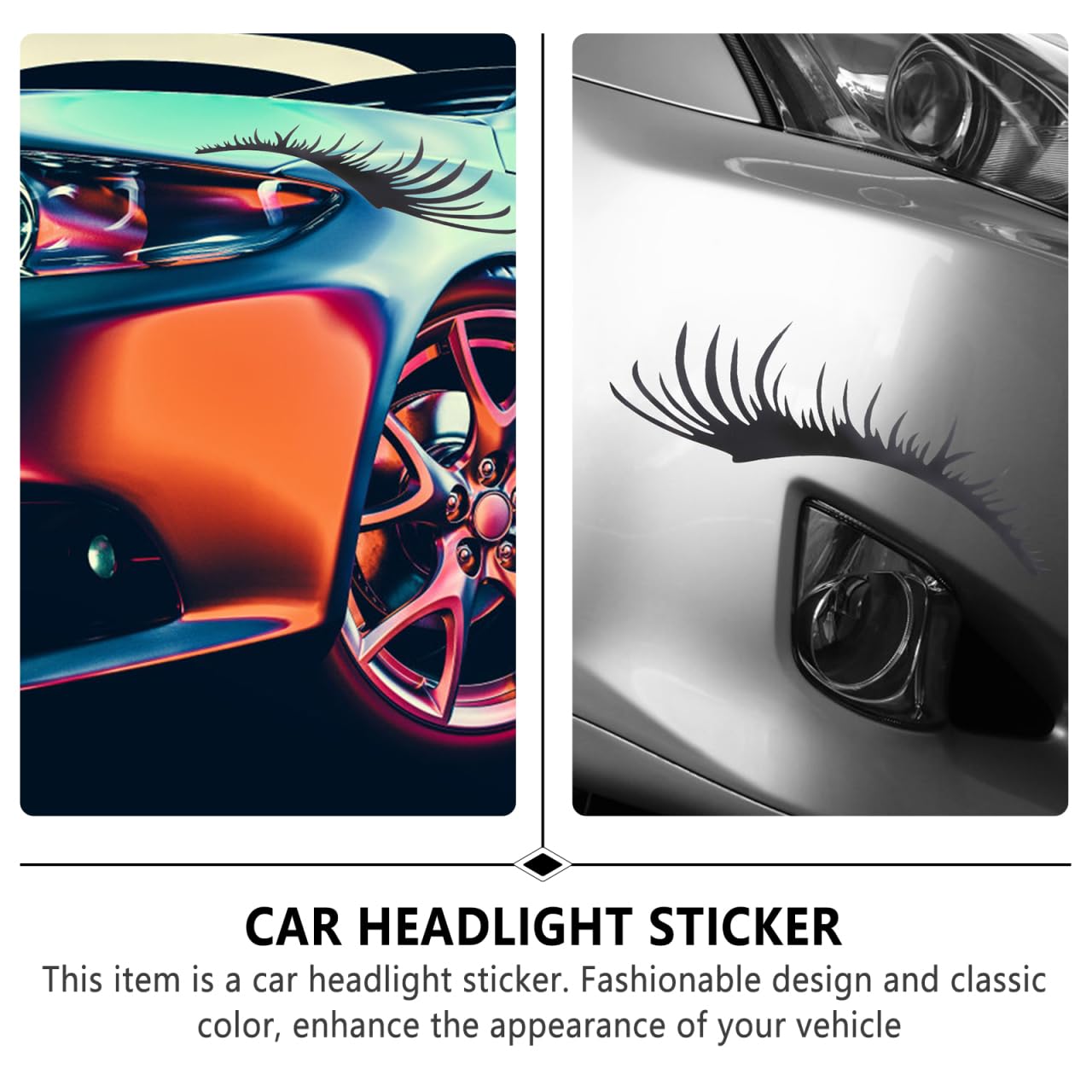 SEWACC 2 Pairs Car Headlight Eyelashes Stickers - Auto Fake Eyelash Decals for Car Body Decoration & Eyebrow Styling - Perfect for Car Shows, Themed Parties & Custom Vehicle Styling