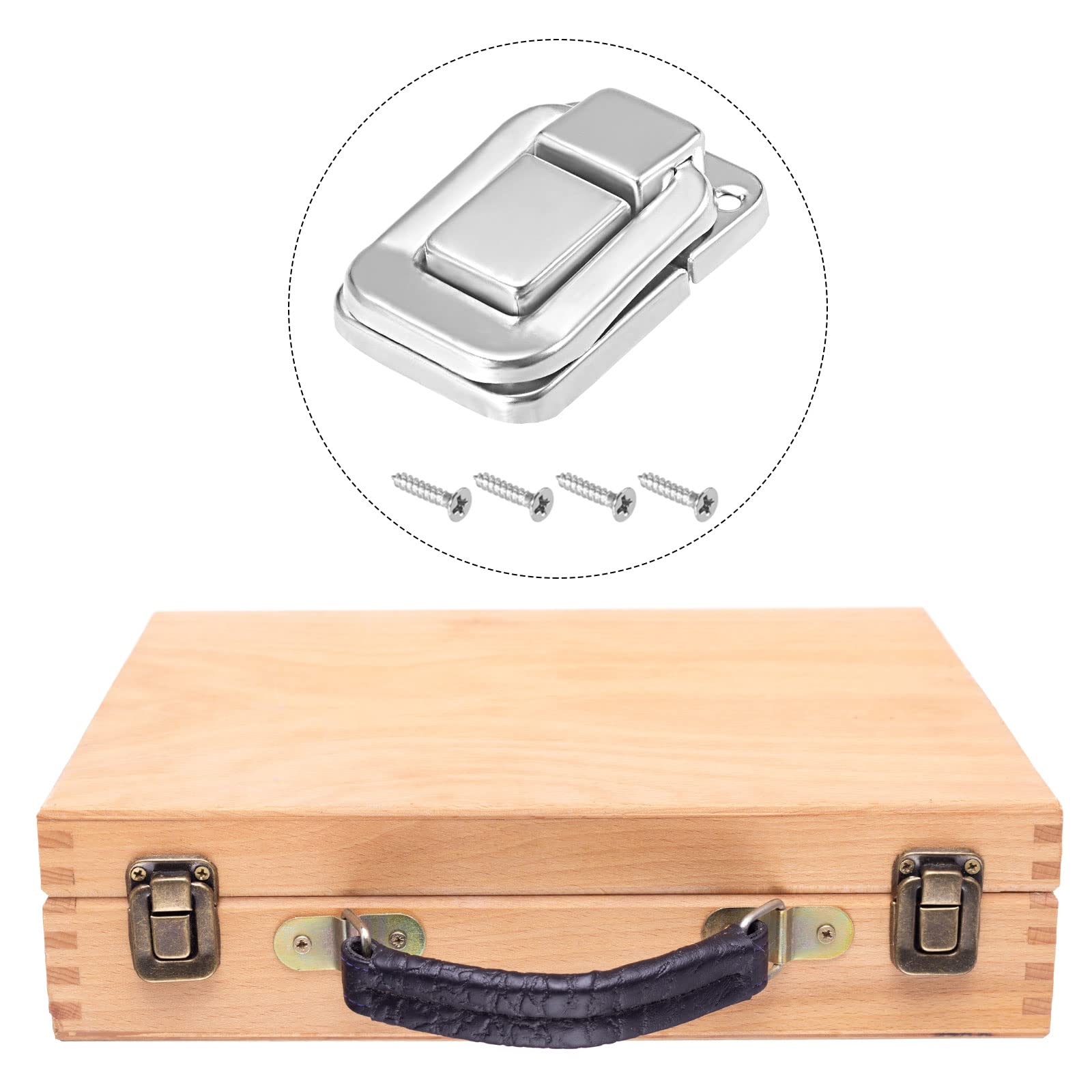 METALLIXITY 10Pcs Toggle Catch Lock (38mm x 25mm) - Nickel Plated Iron Hasp Latches for Cabinets, Boxes & Suitcases - Silver Tone Hardware for Secure Storage & Travel Luggage