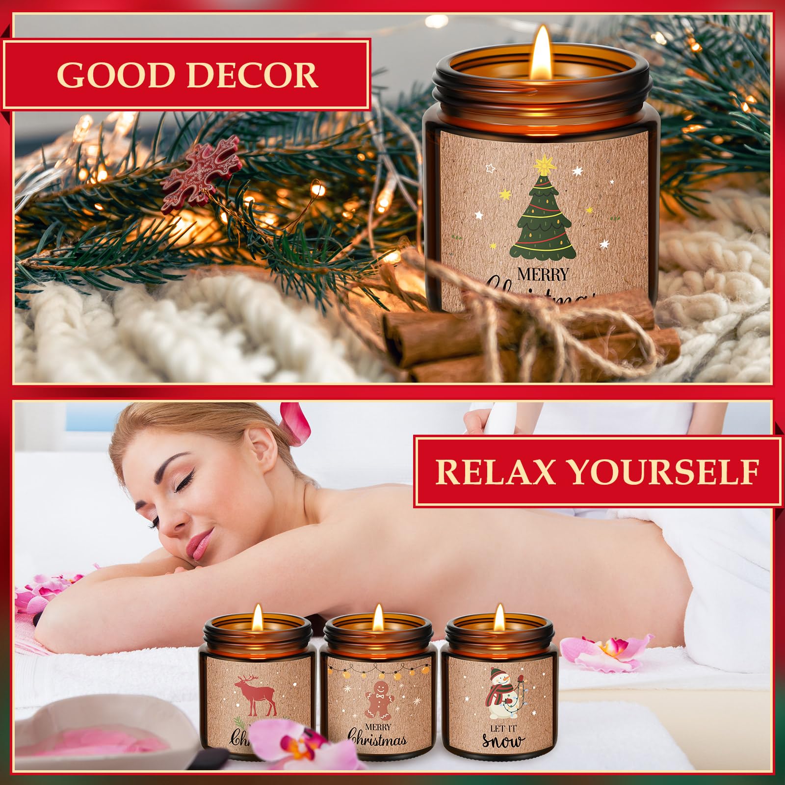 12 Pcs Christmas Scented Candles - Aromatherapy Gifts for Women, Home & Yoga (Cute Style)