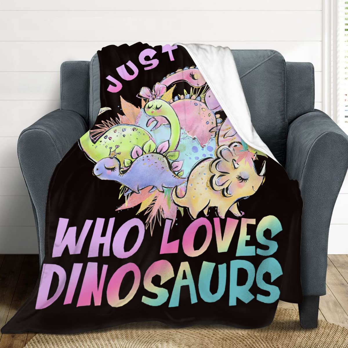 Dinosaur Lovers Fleece Blanket - Super Soft & Warm Plush Flannel Throw Blanket 50x60 Inches - Perfect for Girls, Women & Adults - Cute Dino Decor Gift for Winter, Bedroom, Sofa & Camping