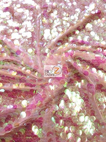 Big Dot Sequin Hologram Mesh Fabric by The Yard - DIY Dress, Backdrop, Costume Accessories - Holographic Paillettes Material (Mermaid Pink) for Party Decor, Fashion Design, and Photo Shoot Backgrounds