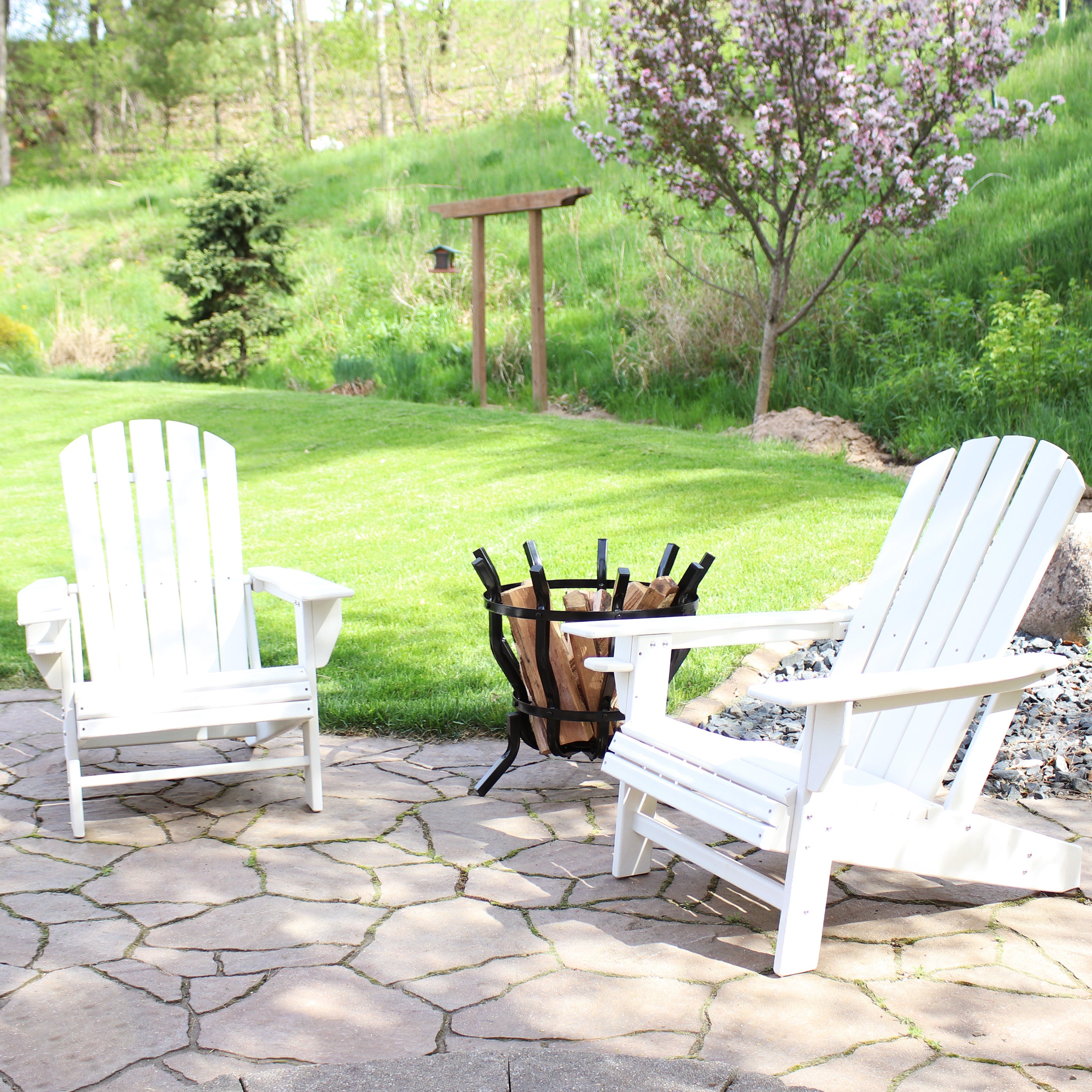 Durable All-Weather Lake Style Adirondack Chair with Cup Holder - Perfect for Outdoor Patio, Garden, Beach & Poolside Relaxation
