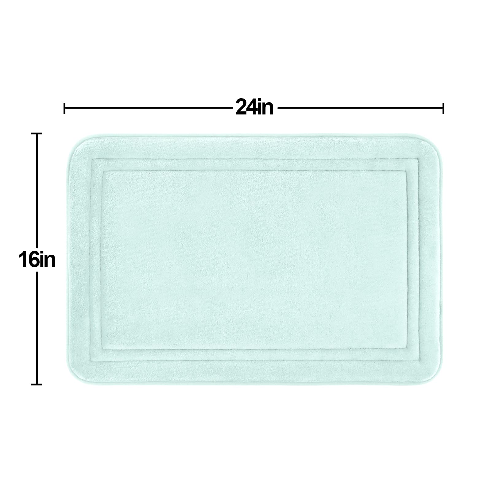 ITSOFT Memory Foam Bath Mat 24x16 Inch - Non-Slip Quick Dry Absorbent Bathroom Rug - Machine Washable Shower Mat for Tub & Bathroom Floor - Spa Blue - Perfect for Bathroom, Spa & Shower Use