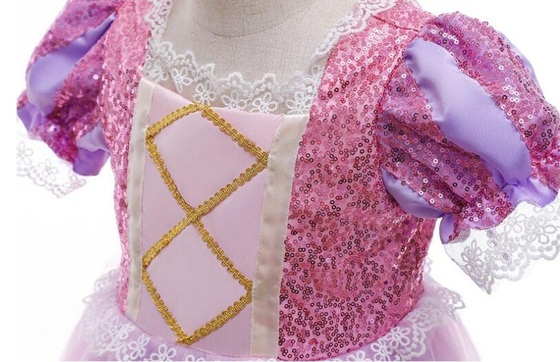 Rapunzel Princess Dress for Girls - Halloween Costume & Cosplay Tutu Dress with Short Sleeves | Perfect for Dress Up Parties, Birthday Celebrations & Disney Theme Events