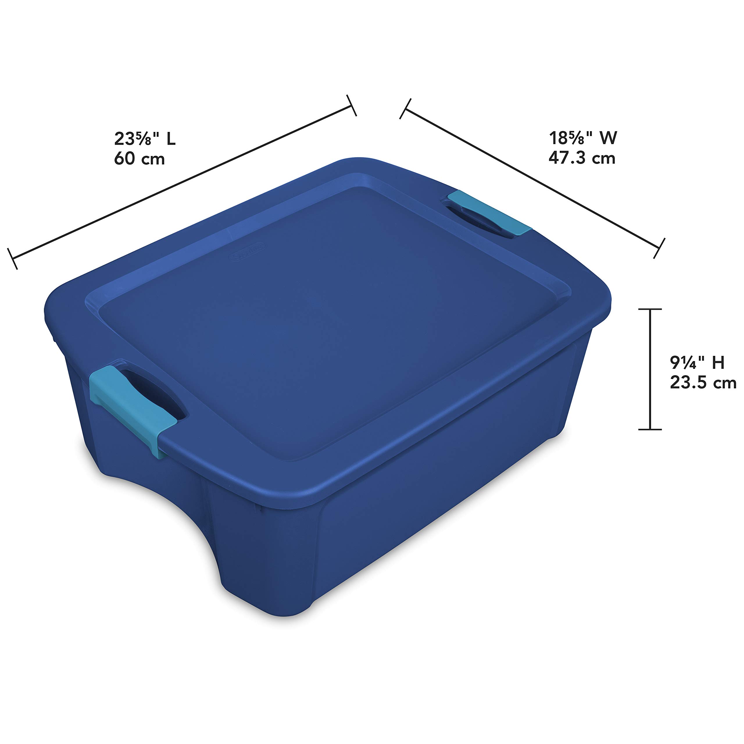 Sterilite 12 Gallon Stackable Storage Bins with Latching Lids - 6-Pack Blue Plastic Tote Containers for Closet Organization, Home Storage & Garage Organization | Perfect for Toys, Seasonal Decor & Household Items